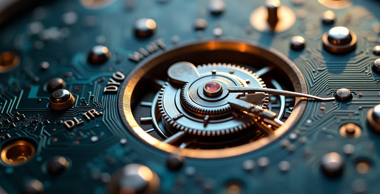 Moderne Zuger Skyline mit symbolischer Darstellung von Blockchain-Netzwerken und Fintech-Innovation