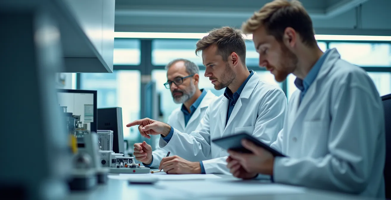Forschungslabor mit Wissenschaftlern und modernster Technologie
