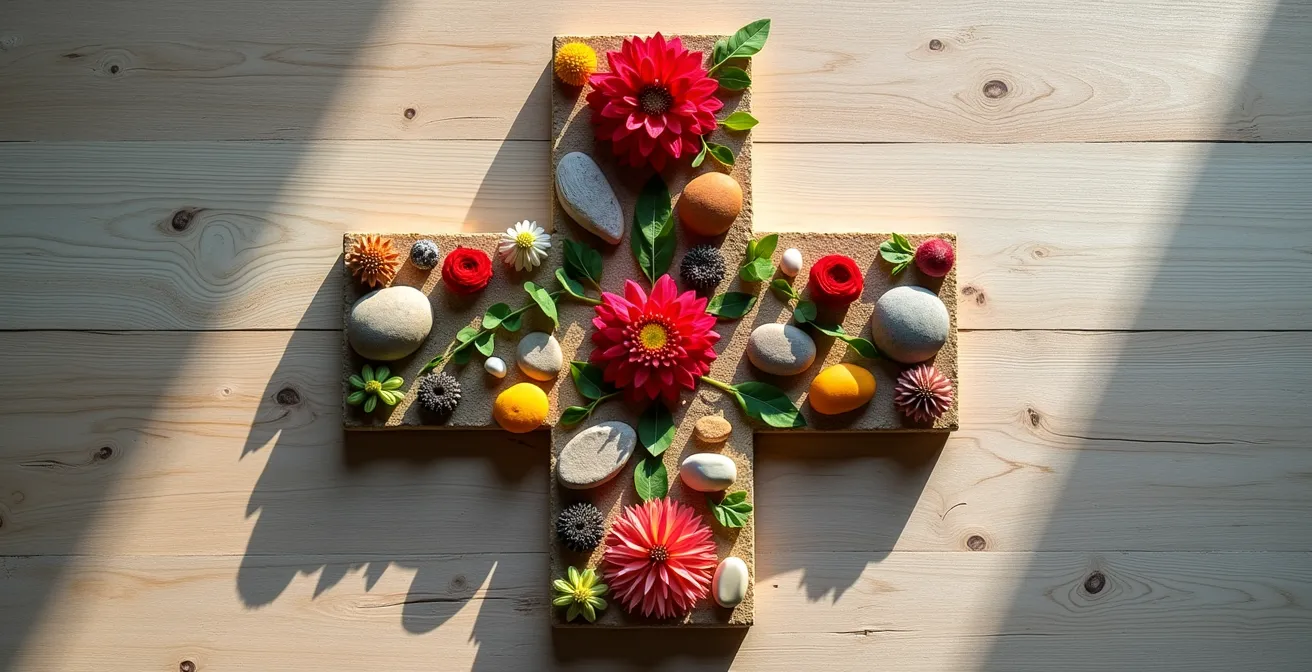 Symbolische Darstellung des Schweizer Föderalismus durch verschiedene Kantonselemente