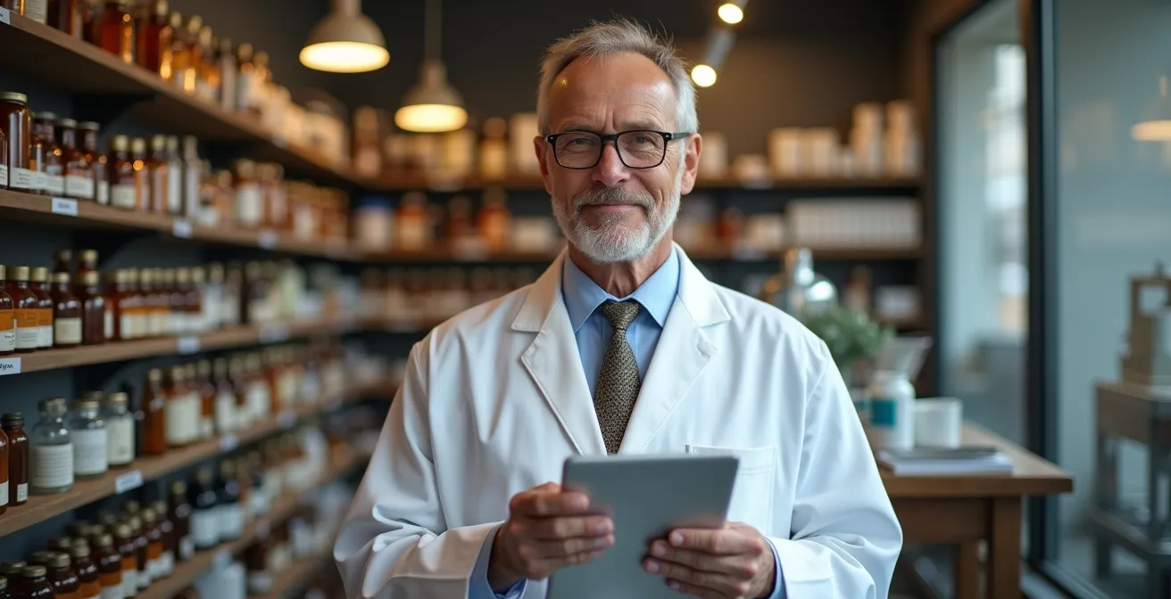 Darstellung verschiedener Karrierephasen eines Pharmazeuten