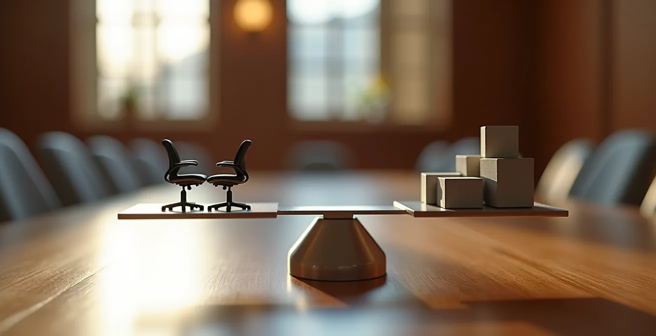 Visualisierung des Schweizer Kurzarbeitsmodells und Sozialpartnerschaft als ausbalancierte Waage