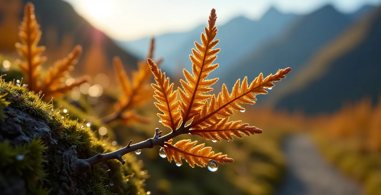 Herbstliche Berglandschaft mit wenigen Wanderern auf einsamen Pfaden