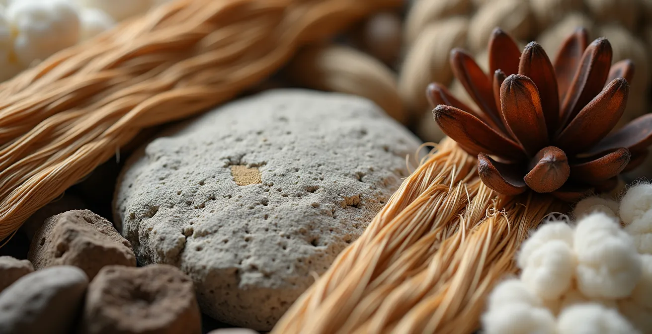 Nahaufnahme von Schweizer Naturmaterialien in einem modernen Wohnraum