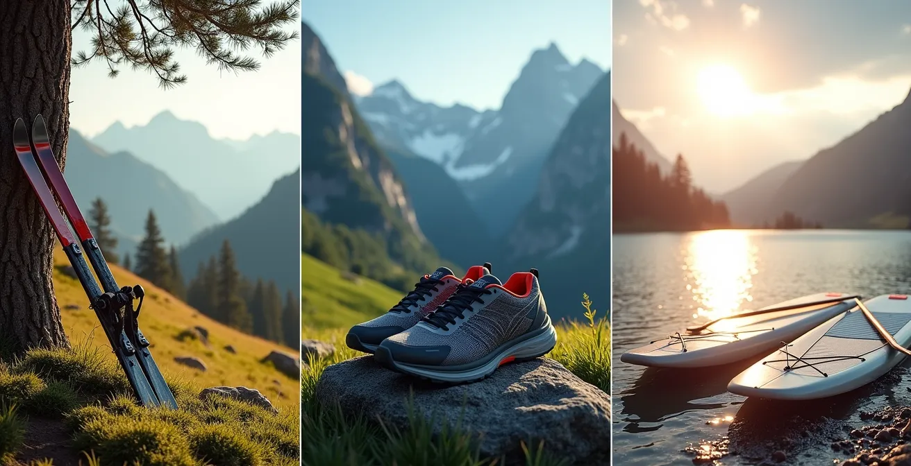 Drei Sportarchetypen in unterschiedlichen Schweizer Landschaften visualisiert